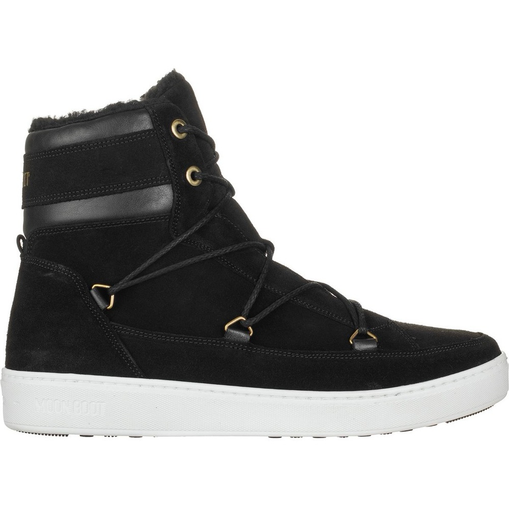 Tecnica Moon Boots Mercury High Paris Boot Black Suede Leather Faux Fur Size 10